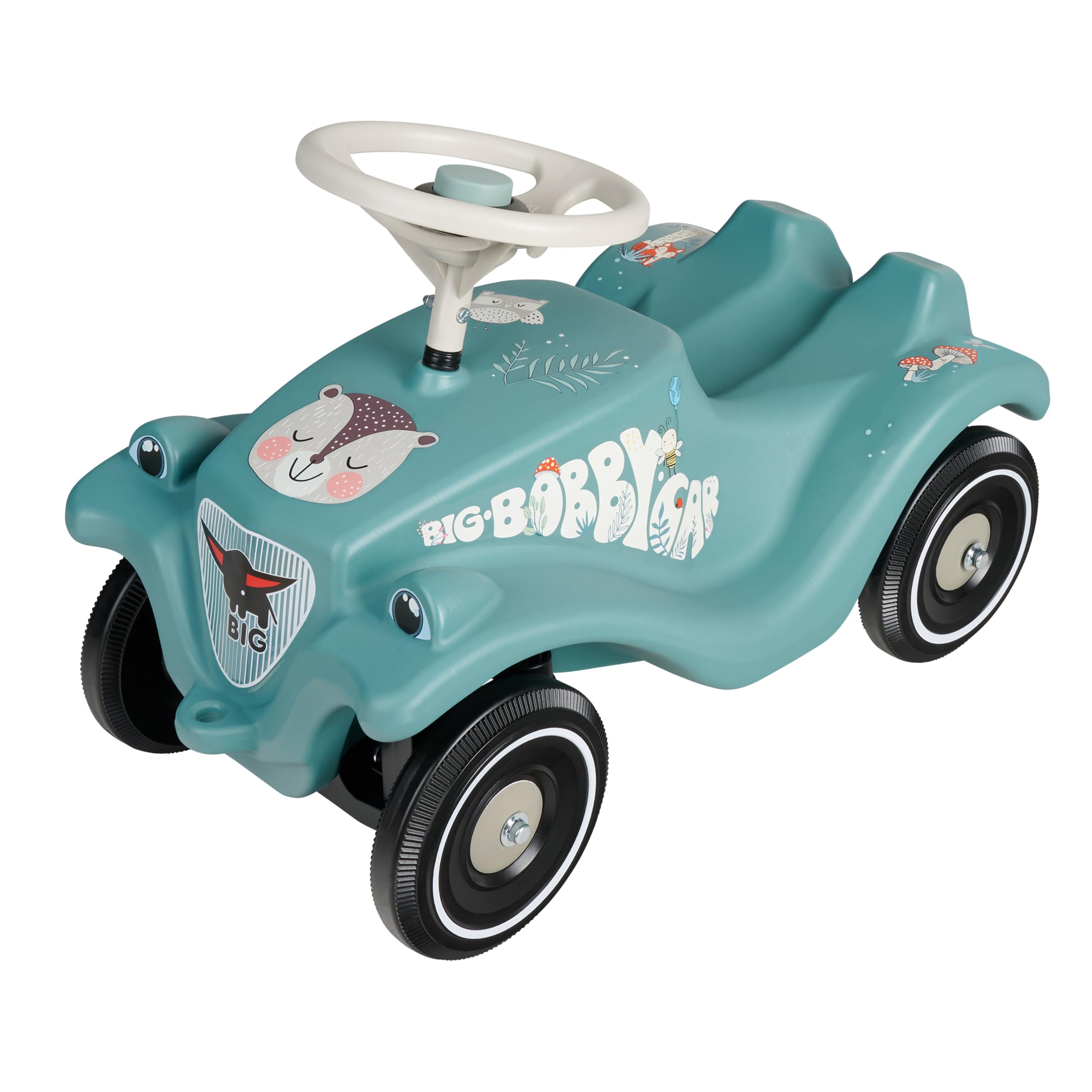 Big Bobby Car Classic Life - Rutschauto ab 1 Jahr, gefertigt aus recyceltem Kunststoff, ergonomische Karosserie, Sicherheitslenkrad mit Hupe, stabile Räder, Petrol-Beige, ab 12 Monate