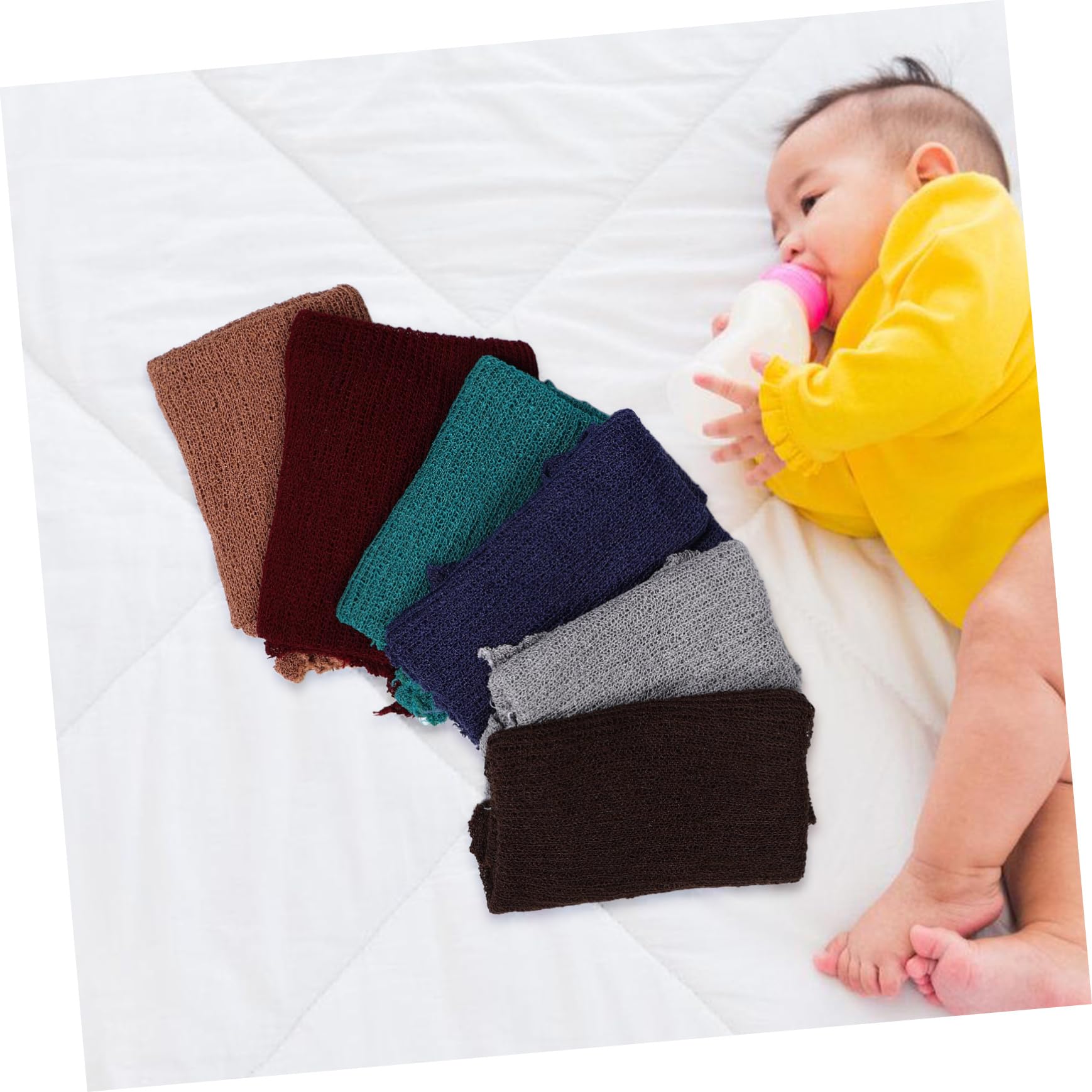 Genérico 6 Piezas Envoltura para Bebés Recien Nacidos y Elástico para Fotografía para Niñas Accesorios de Casa