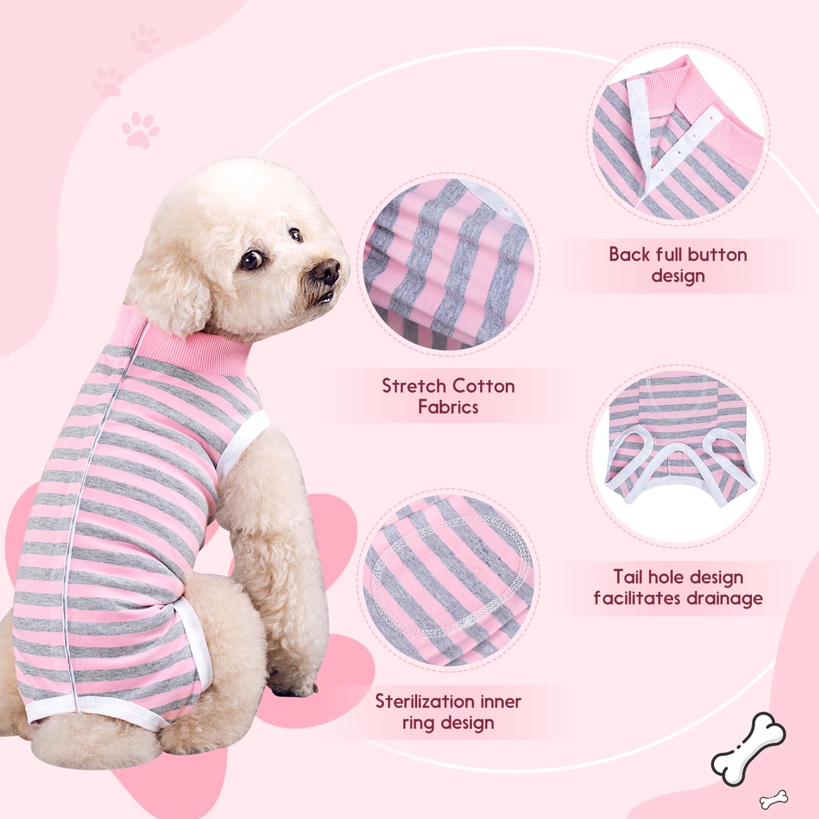 TQFlow Dog Surgery Recovery Suit, Surgical Bodysuits Abdominal Wounds Protector for Female Male Dog Cone E-Collar Alternative - Image 2