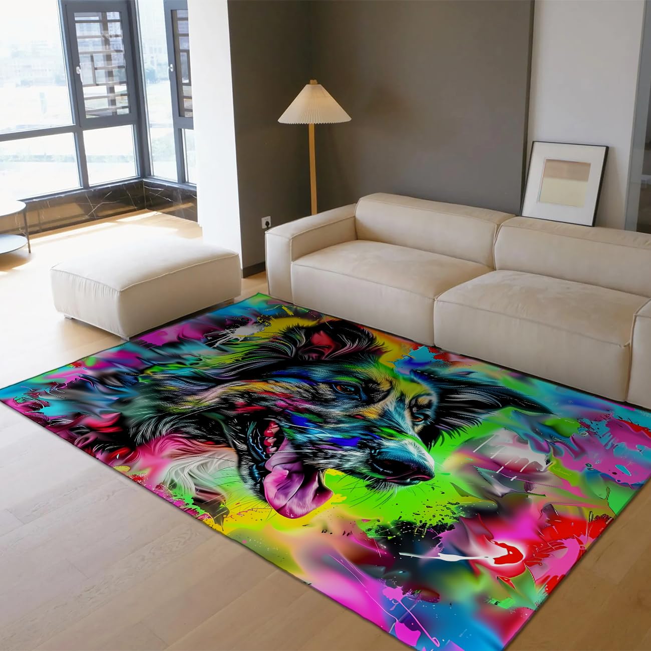 Tapis lavable et facile nettoyage à motif chiot aquarelle