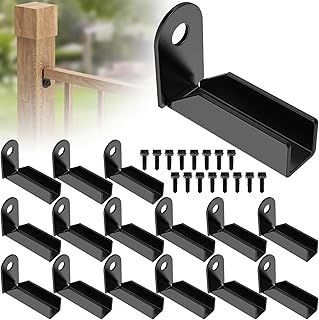 16 Pcs Fence Mounting Bracket for 1" x 1" Square Rails, Carbon Steel Fence Mounting Bracket, Fence Panel Internal Connector - Black