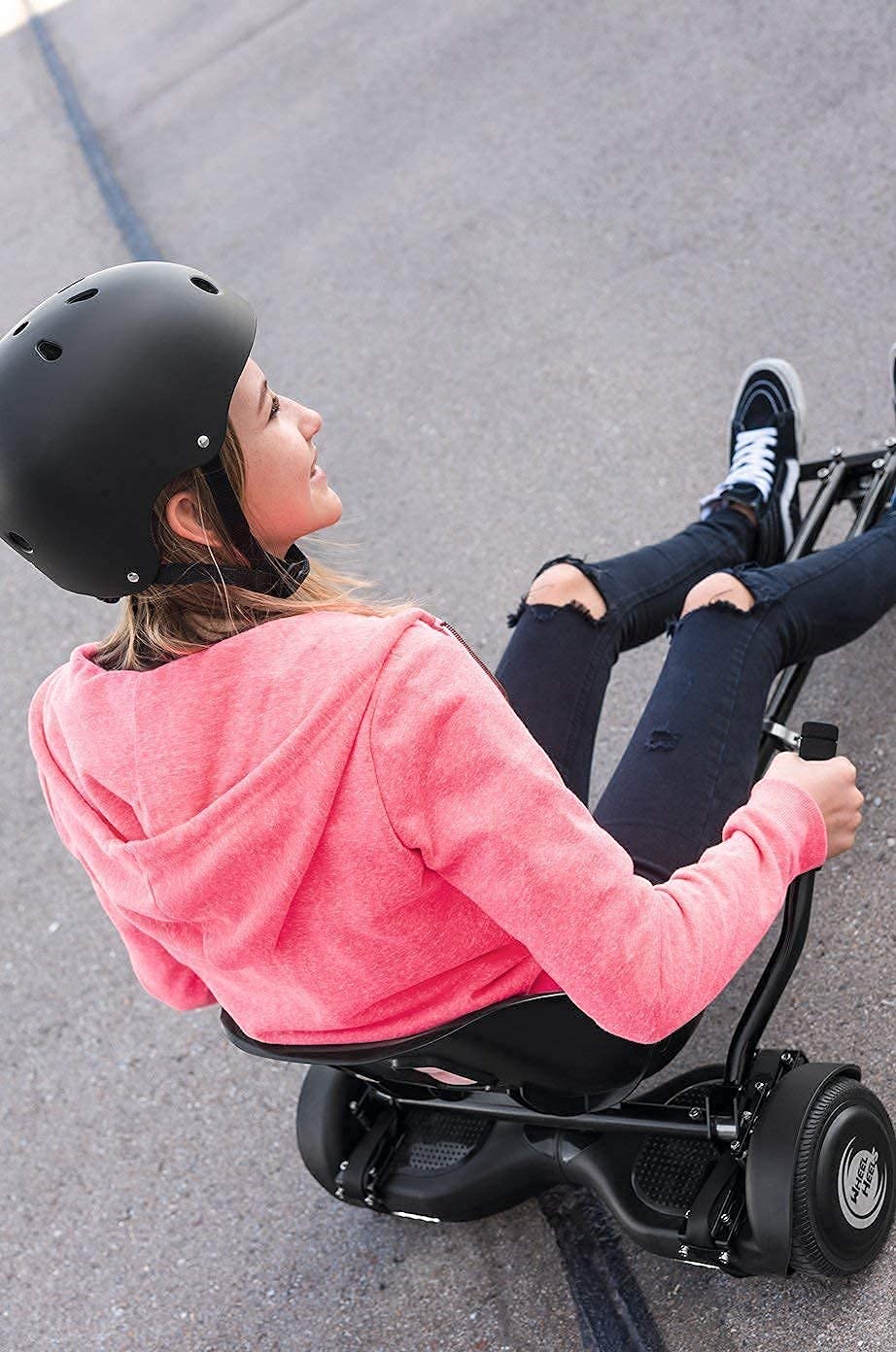 Wheelheels Hovercart für alle 6.5", 8.5" & 10" Hoverboards – Sitz für Self Balance Scooter mit innovativer Federung, Stoßdämpfern & luftgefülltem Frontreifen für mehr Fahrkomfort