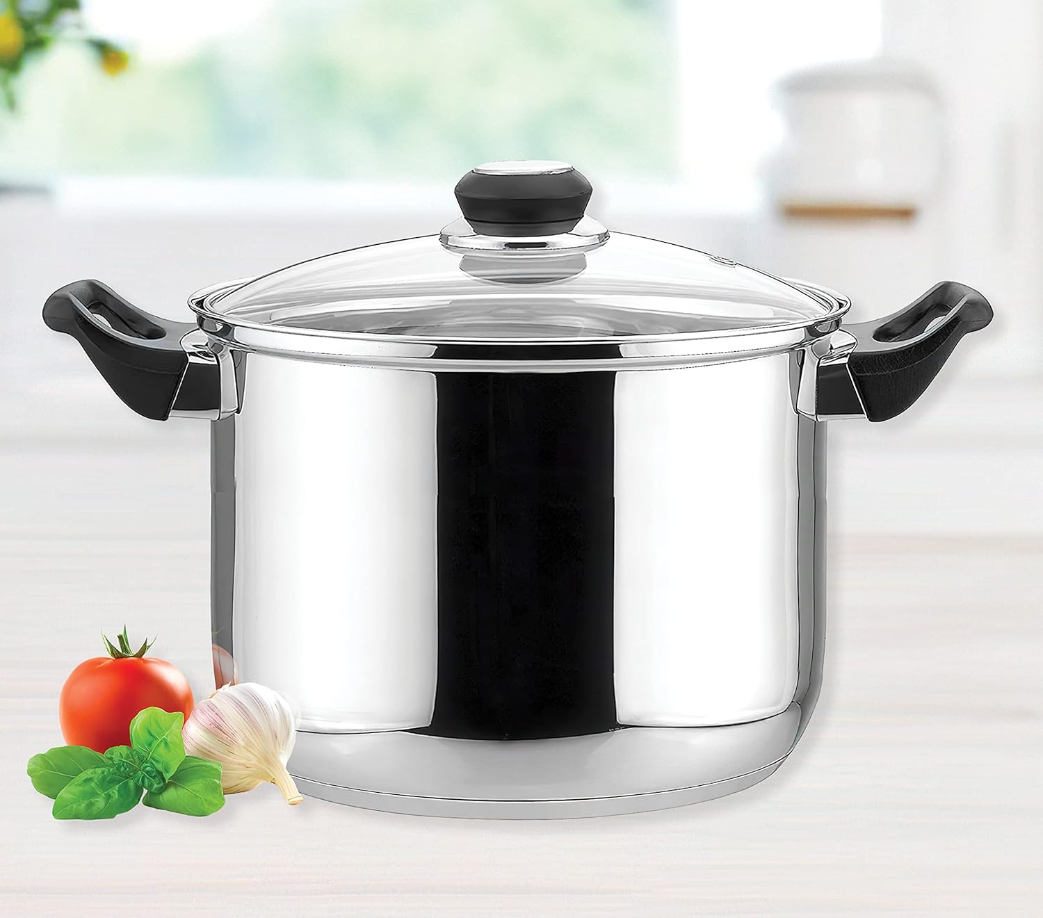 EUROSTAR EC01108 8 Quart Stainless Steel Stock Pot with Glass Cover