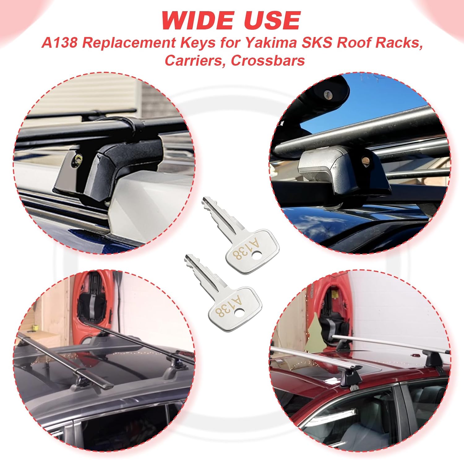 A138 Replacement Keys for Yakima SKS Ski,Cargo Box,Roof,Carrier Racks and Crossbars [2 Pack]