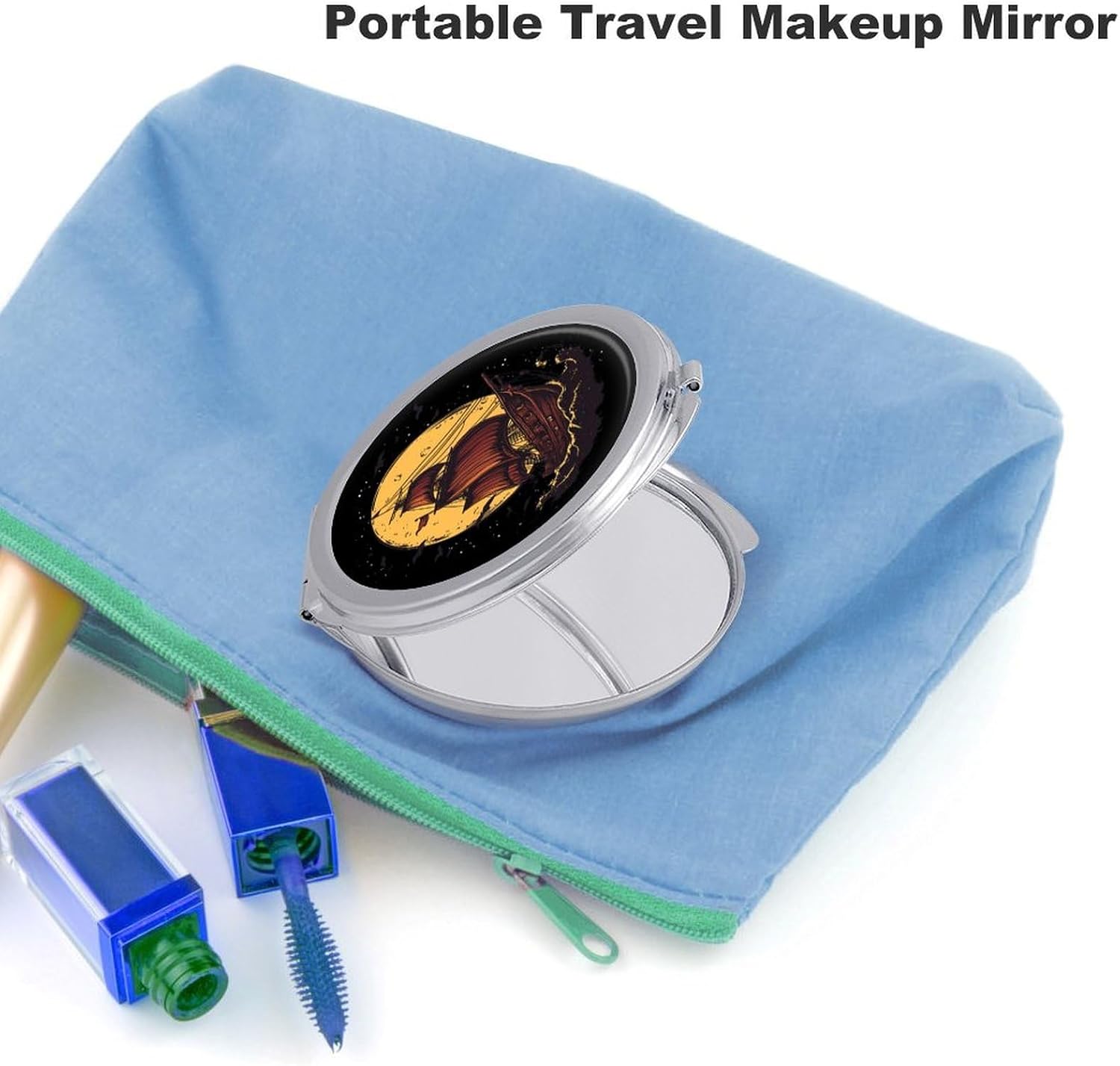 Sailboat Sail Sailing Ship Compact Makeup Mirror Mini Foldable Cosmetic Mirror Portable Travel Mirror for Purse Pocket