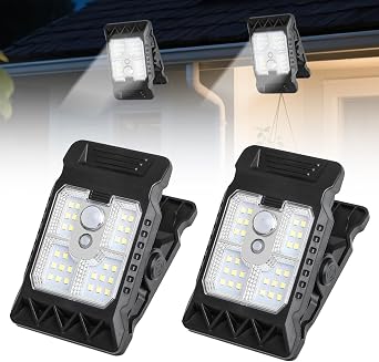 Solar Clip Light with Motion Sensor,2026 New Portable Outdoor LED Light for Camping,3 Modes Solar Motion Lights Outdoor Waterproof for Fence, Deck, Garage, Camping,Home Emergency 2pcs