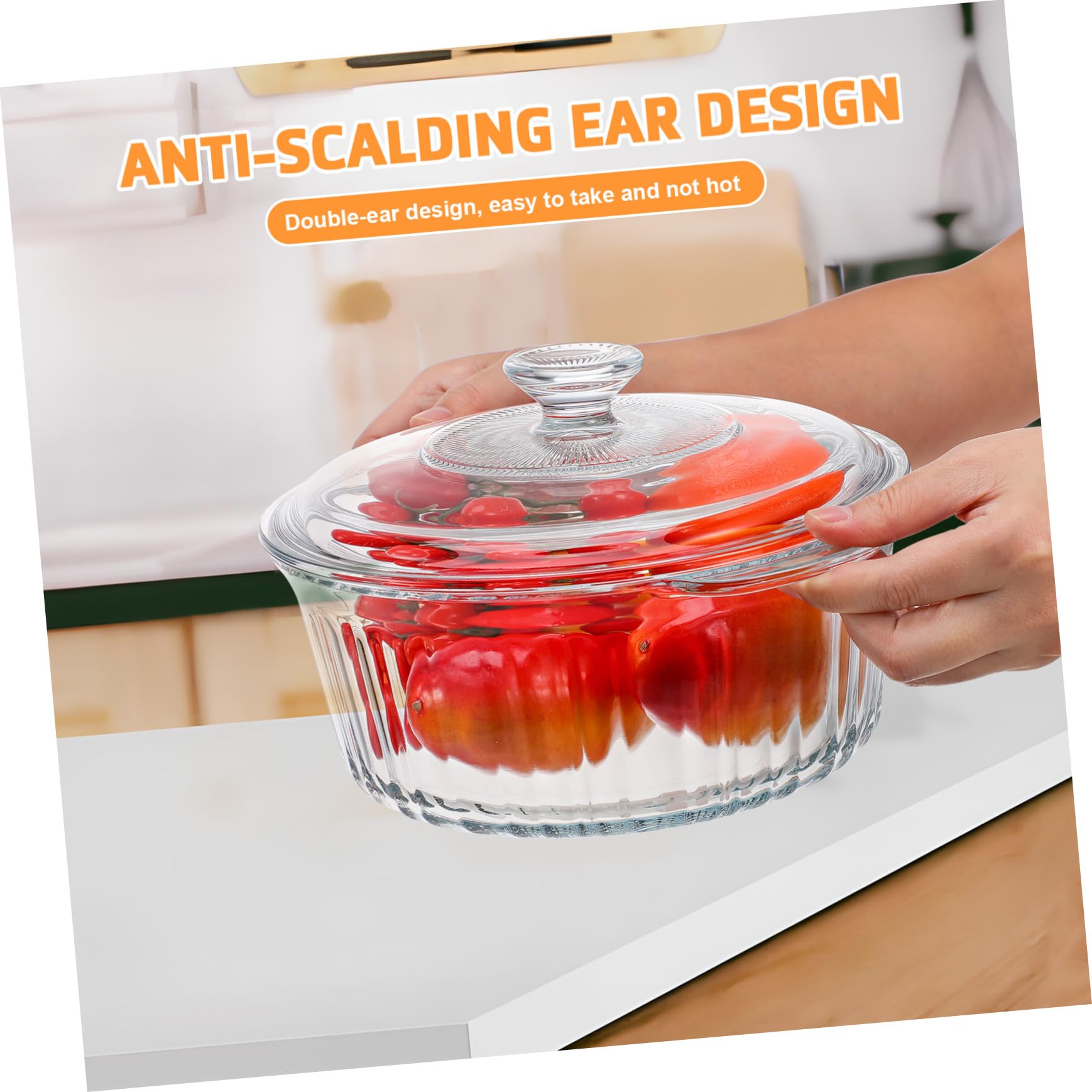 Sosoport Glas casserole Rund mit Deckel Hitzebeständig Gleichmäßige Wärmeverteilung Borosilikatglas Auflaufform zum Schmoren Kochen und Servieren Mikrowellengeeignet Elegantes Design