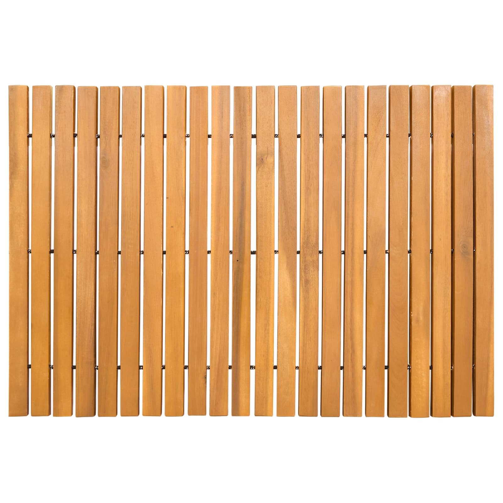 Alfombra de baño marrón de madera maciza de acacia, 60 x 40 cm, barnizada, antideslizante, ventilada, juego de 2 unidades para baño, ducha, bañera, sauna, inodoro e interior y exterior