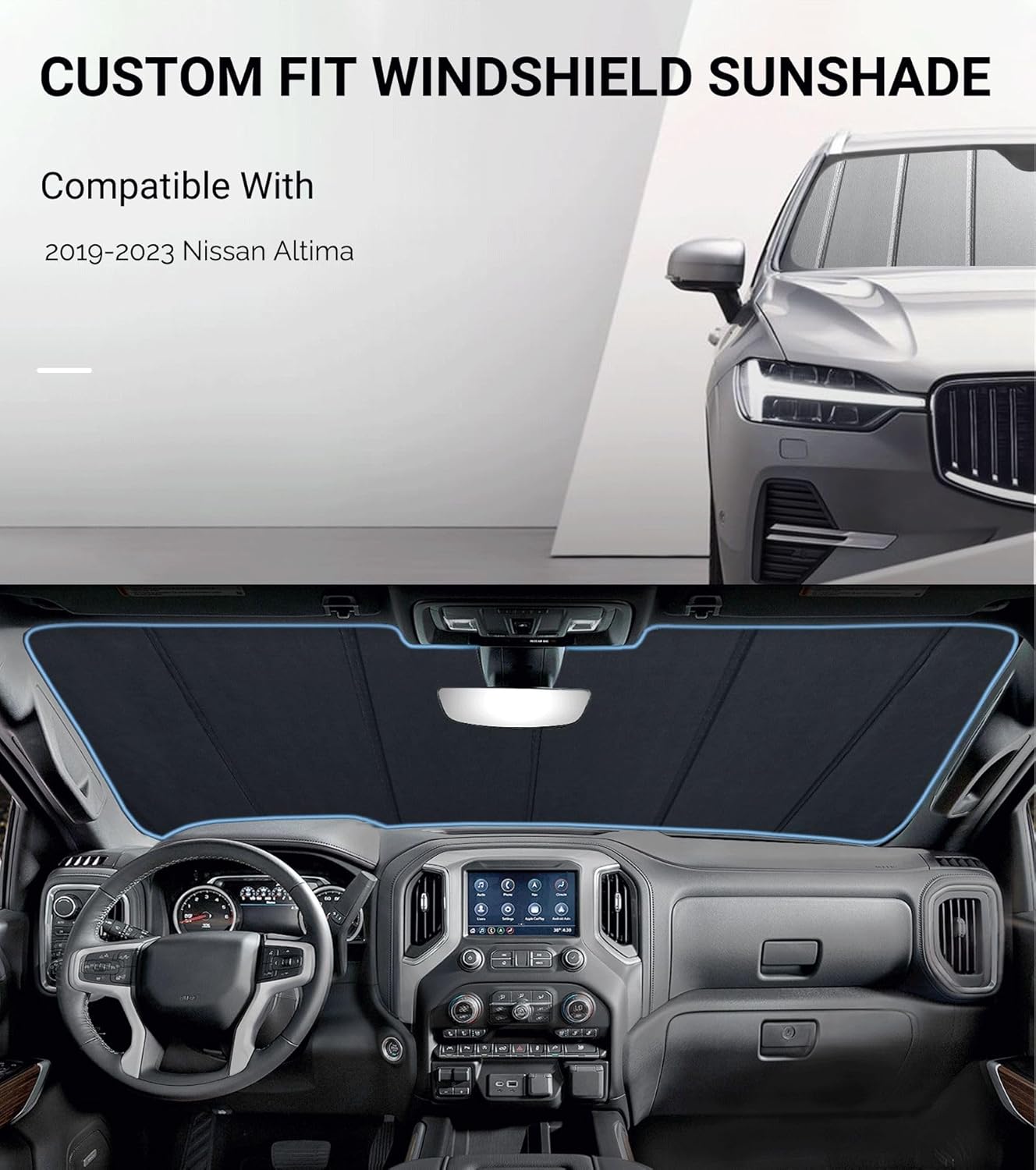 Pigenius Windshield Sun Shade for Nissan Altima 2019-2026, Premium Grey Leather Finish