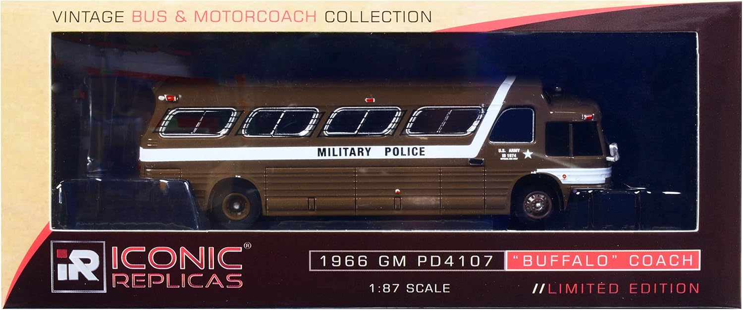1966 PD4107 Buffalo Coach Bus U.S. Army Military Police Fort Dix Vintage Bus & Motorcoach Collection 1/87 Diecast Model by Iconic Replicas 87-0289