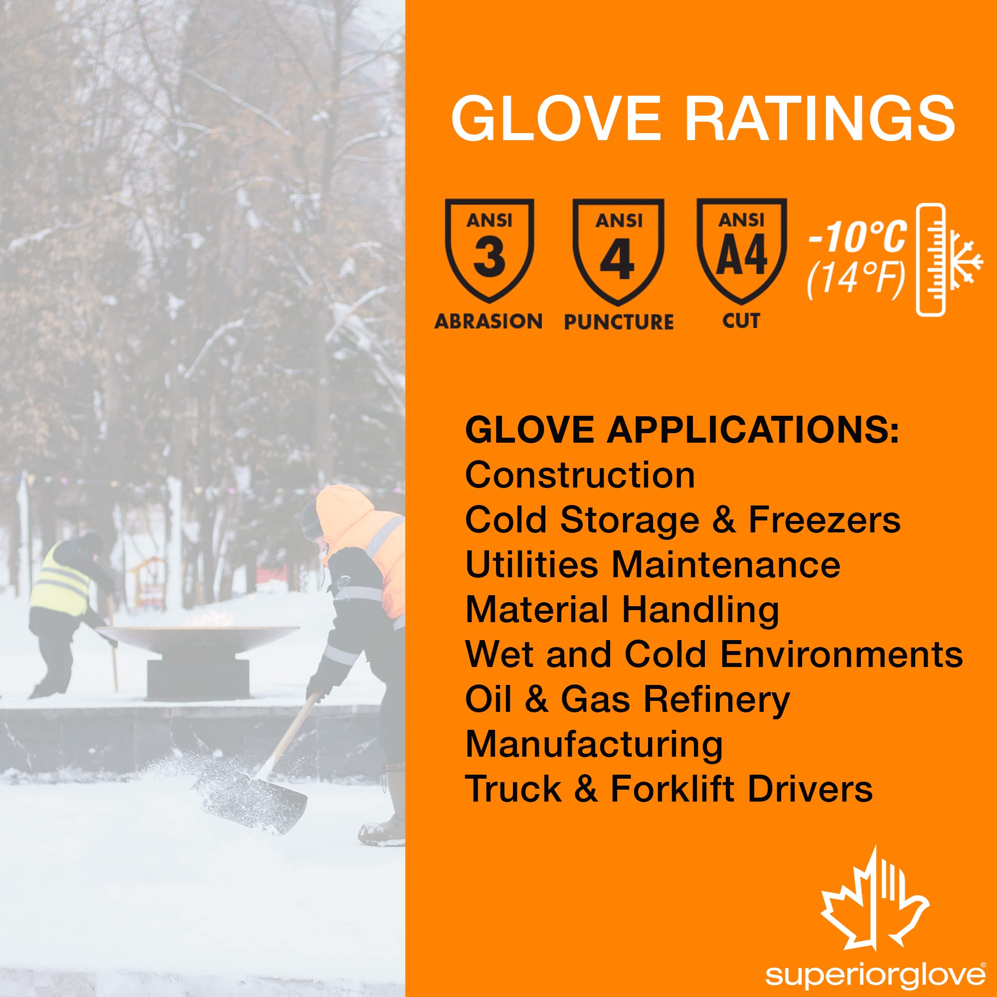 Superior Glove Guantes de trabajo de invierno impermeables, palmas de nitrilo aisladas de fuerte agarre, resistencia a pinchazos, talla L (paquete de 1 par)