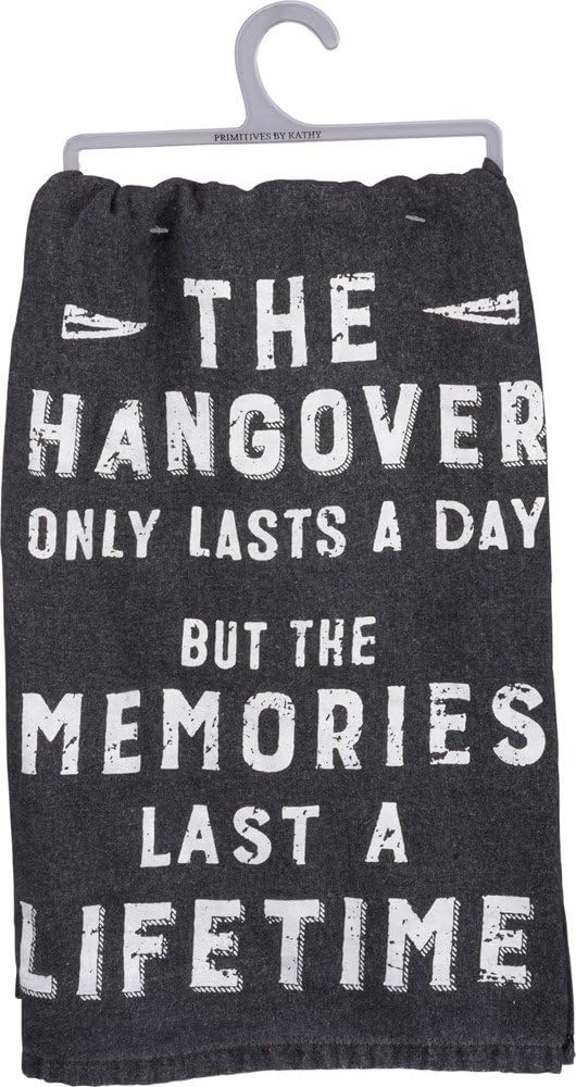Primitives by Kathy 37208 Classic Black and White Dish Towel, 28", Coffee, Wine, Chocolate