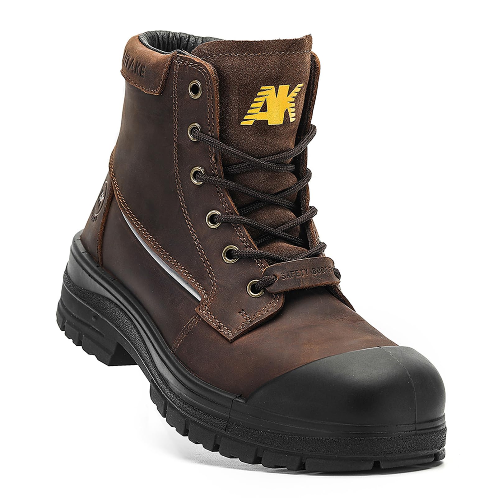 ANITAKE Steel Toe Work Boots for Men,6 inch, Full Grain Leather, electrical insulation, Non-Slip, Impact Resistance, Breathable & Comfortable Safety