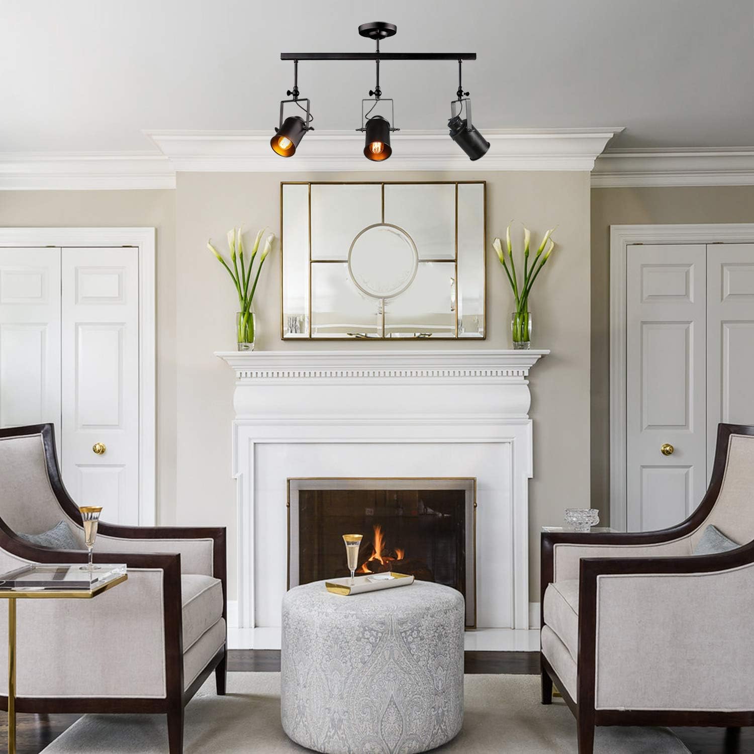 🔥 Flаѕh Sаlе Adjustable Track Lighting Industrial Wood Canopy 3-Head, for Ceiling and Wall