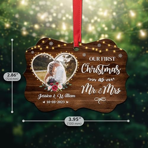 Miniatura 5 de Adorno personalizado para la primera Navidad como el señor y la señora, adornos de aluminio para boda, matrimonio, regalos de recuerdo, decoraciones