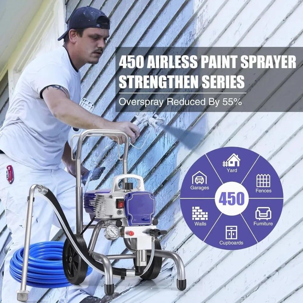 Rozpylacze farb Airless natryskowy 450 Airless agregat do natryskiwania farby, z elektrycznym agregatem natryskowym o niskim natężeniu natrysku do malowania domów w kamienicy