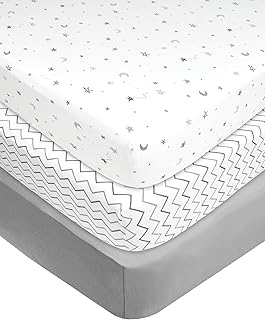 American Baby Company 3 Pack 100% Natural Cotton Fitted Mini Crib Sheets 38