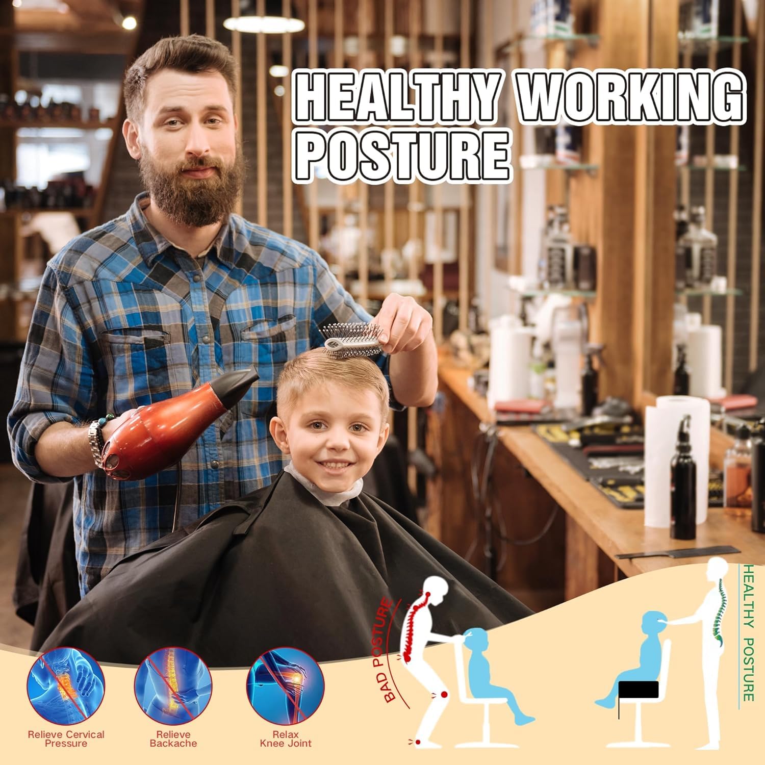Salon Booster Seat for Kids,Barber Leather Cushion Pads for Salon Chair Hair Stylist Salon Spa Chair Equipment,Oversize(（13"X16.5"X6.7"）,Black