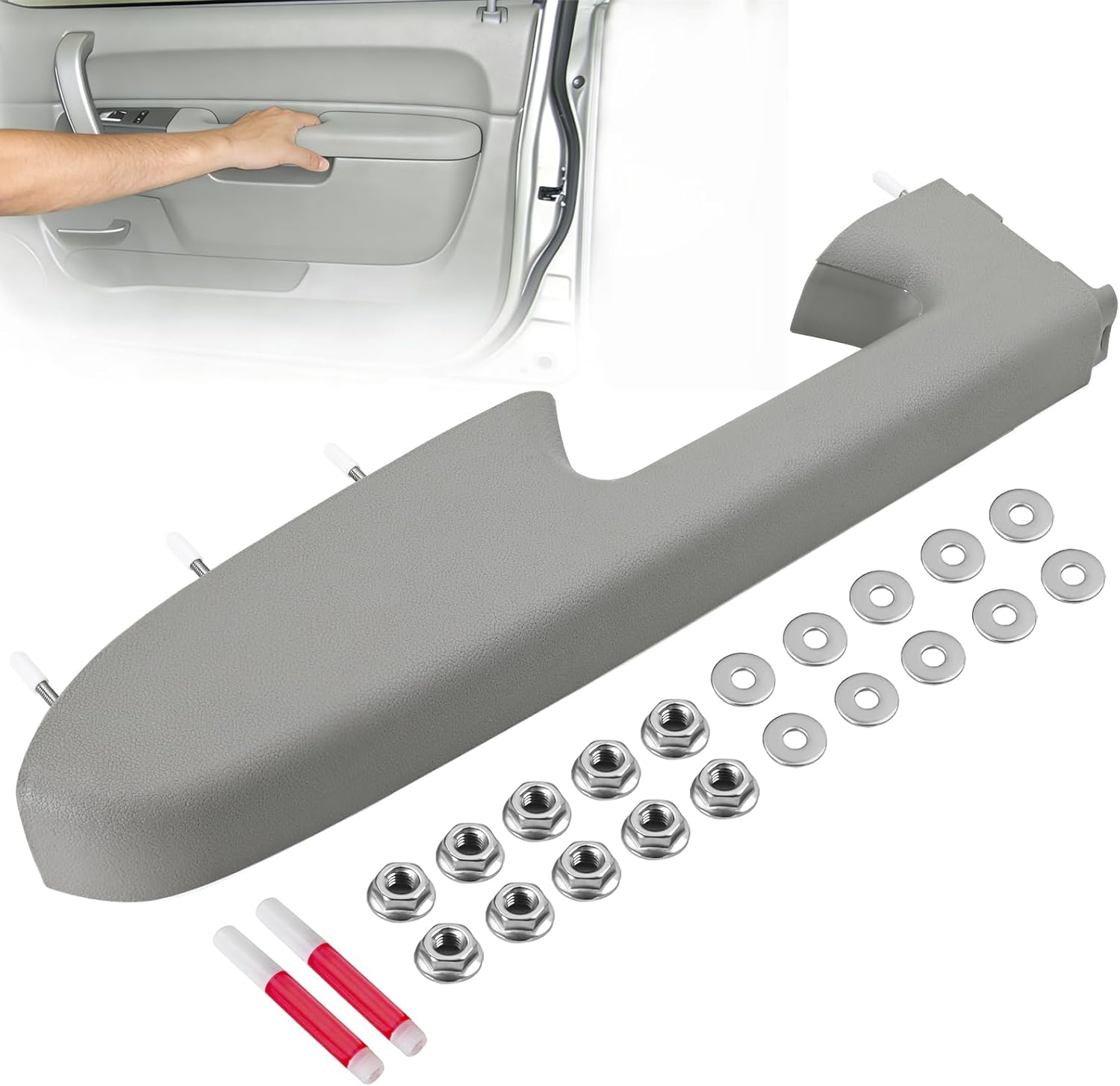 22818466 Front Left Driver Side Door Armrest Repair Kit, Door Panel Armrest Assembly Compatible with Chevy Silverado & GMC Sierra 1500 2500 HD 3500 HD 2010–2014 Years (Gray)