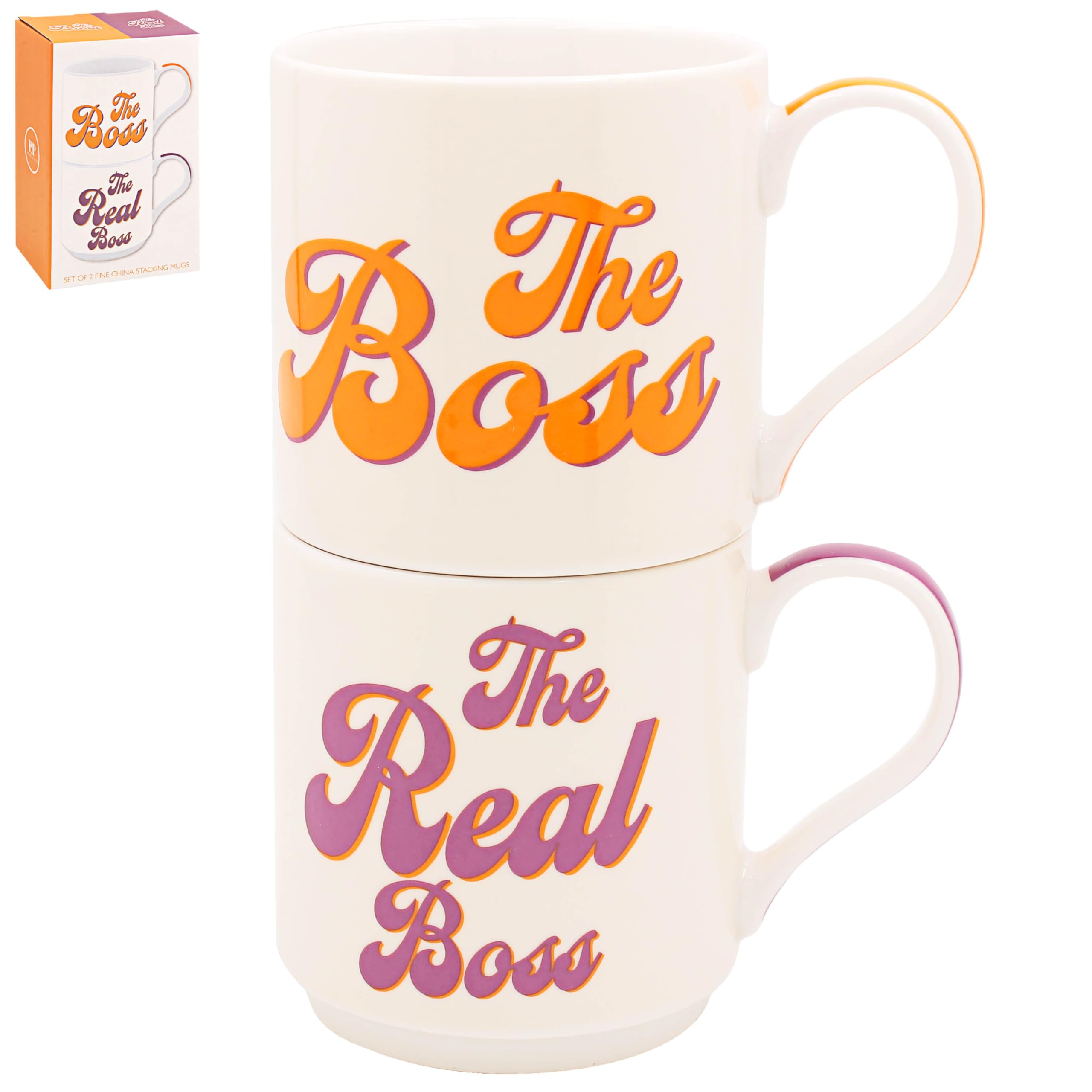 Lesser & Pavey His N Hers Boss & Real Boss Stacking Mugs Set of 2 x 275ml