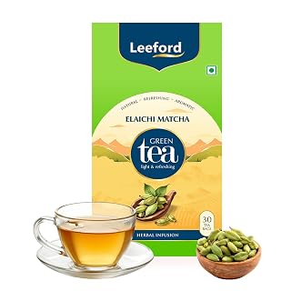 Leeford Elaichi Matcha Green Tea for Metabolism Support 30 Bags