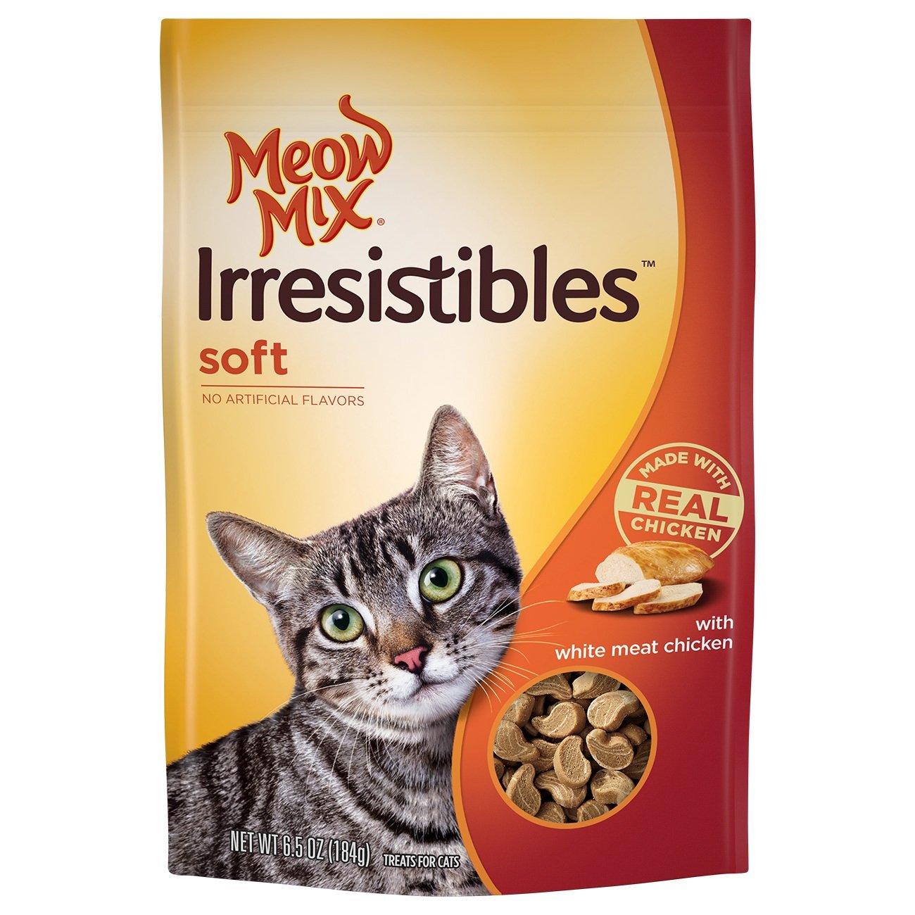 Meow Mix Irresistibles Crunchy Cat Treats with Real White Meat Chicken and Turkey