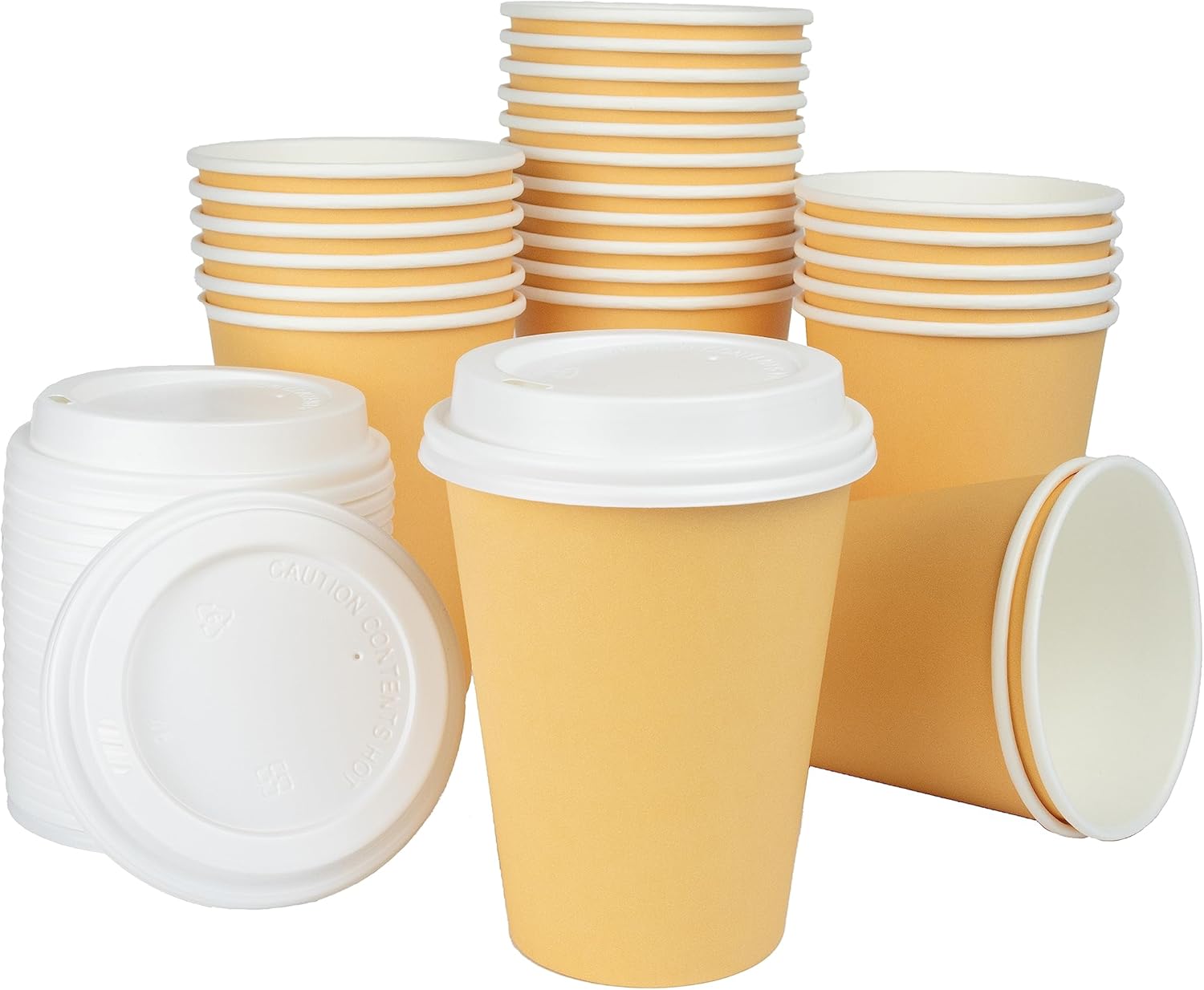 BrewHouse Disposable Coffee Cups with Lids 12 oz Luxury