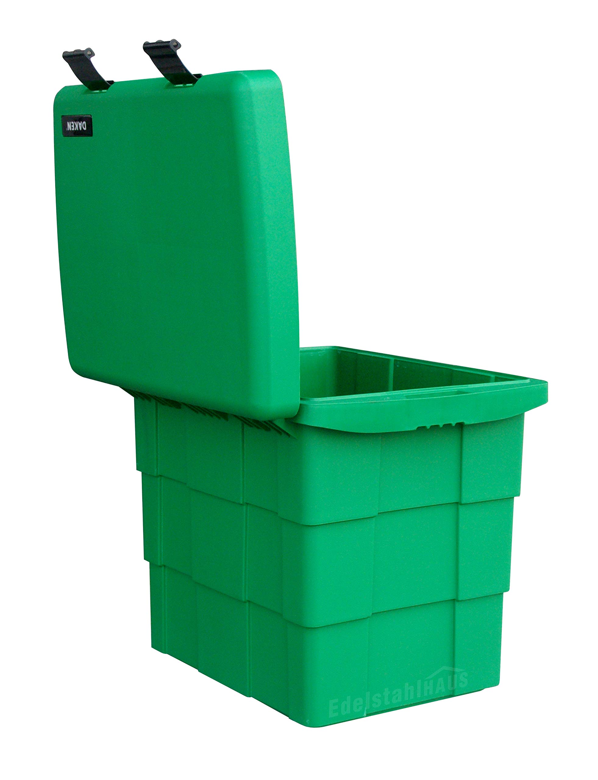DAKEN Récipient à épandre avec pelle 108 l Vert Boîte à sel de déneigement Bac à sable Bac de stockage, boîte à saupoudrage, bac à sel, service d'hiver avec pelle