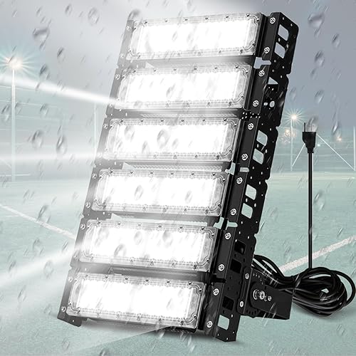 Hanchen Luz LED para estadio de 300 W, luz de inundación 48000LM 6500K, luz de estadio AC85-305V, luz de inundación de estadio IP66, accesorio de