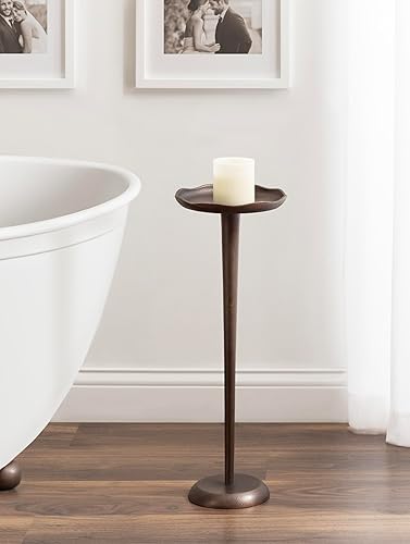 Miniatura 4 de Kate and Laurel Alessia - Mesa decorativa moderna de metal para bebidas, 8 x 8 x 22 pulgadas, bronce, soporte redondo de aluminio fundido para