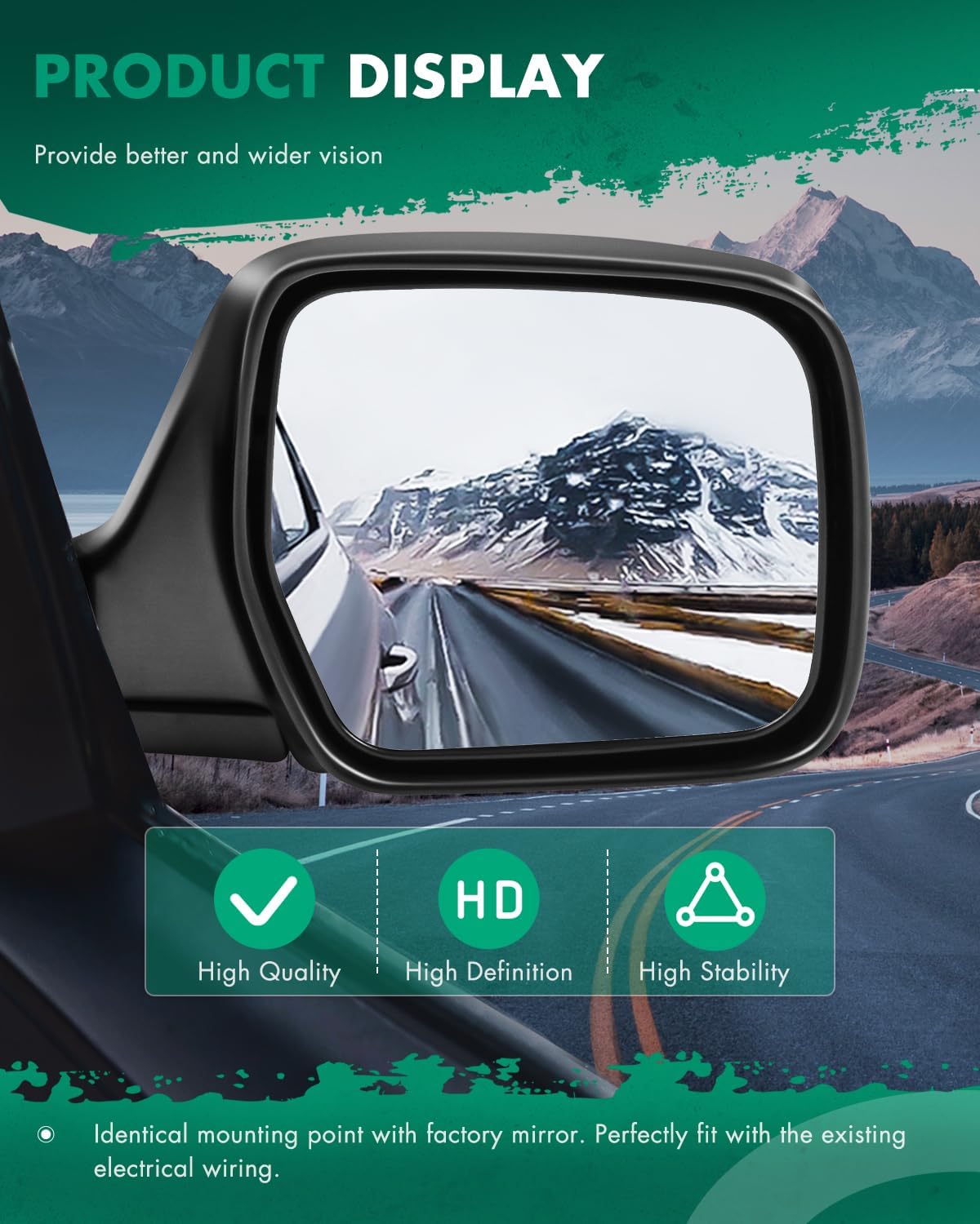 SCITOO Side View Mirror Passenger Side Mirror Fit Compatible with 1990 For Toyota Land Cruiser 1996-1998 For Lexus LX450 1991-1997 For Toyota Land Cruiser Power Adjustment Manual Folding Non-Heated