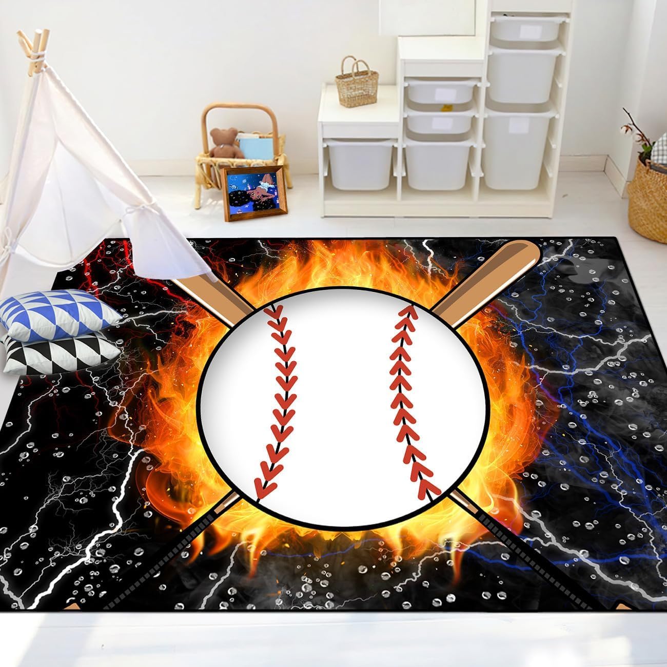 Tapis de sport pour chambre à coucher et décoration football enfant