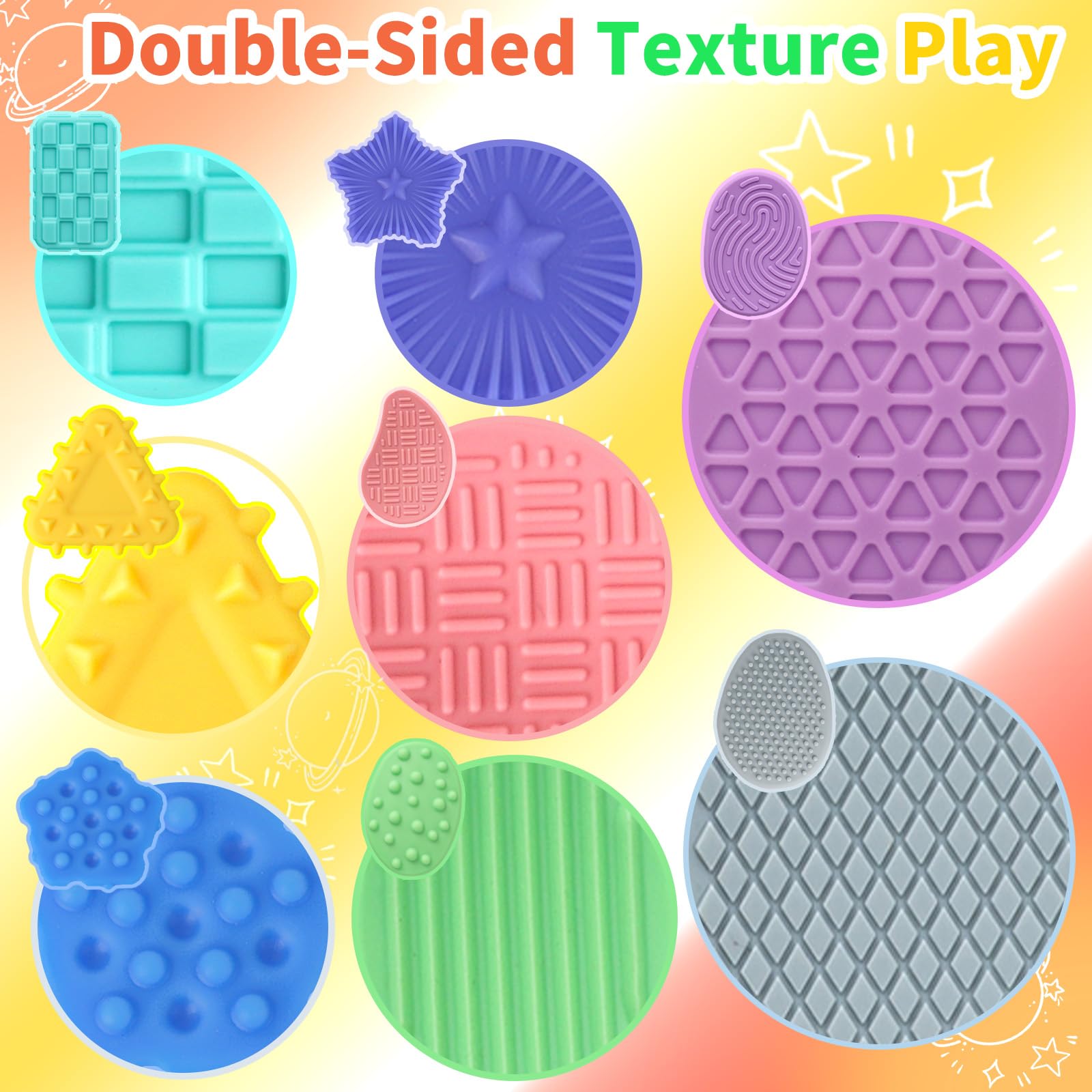 ddLUCK 12 Pack Sensory Fidget Toys for Autism Silicone Textured Worry Stone for ADHD Stress Anxiety Relief Travel School Small Fidgets Stones Play Toys for Kids Adults with Plastic Box - Image 3