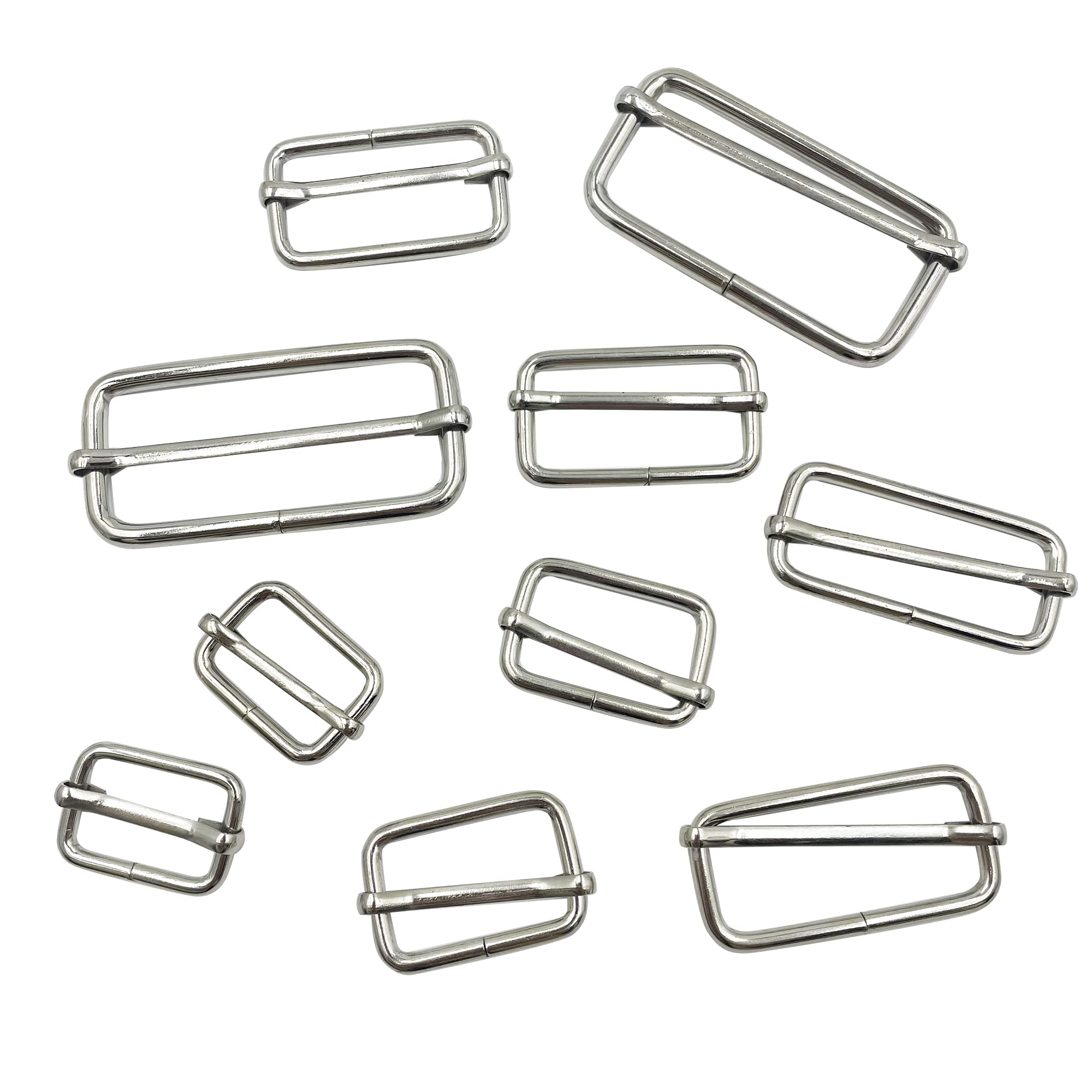 SYSOLYWIN 30Pcs Slide Buckle - Metal Tri-Glide Slides Rectangle Adjustable Webbing Slider for Fastener,Strap,Backpack, 25mm, 25 mm