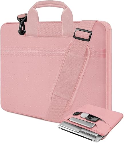 Miniatura 22 de Bolso de hombro para laptop de 15.6 pulgadas, maletín resistente a golpes y con múltiples bolsillos, compatible con la mayoría de portátiles de 15.6