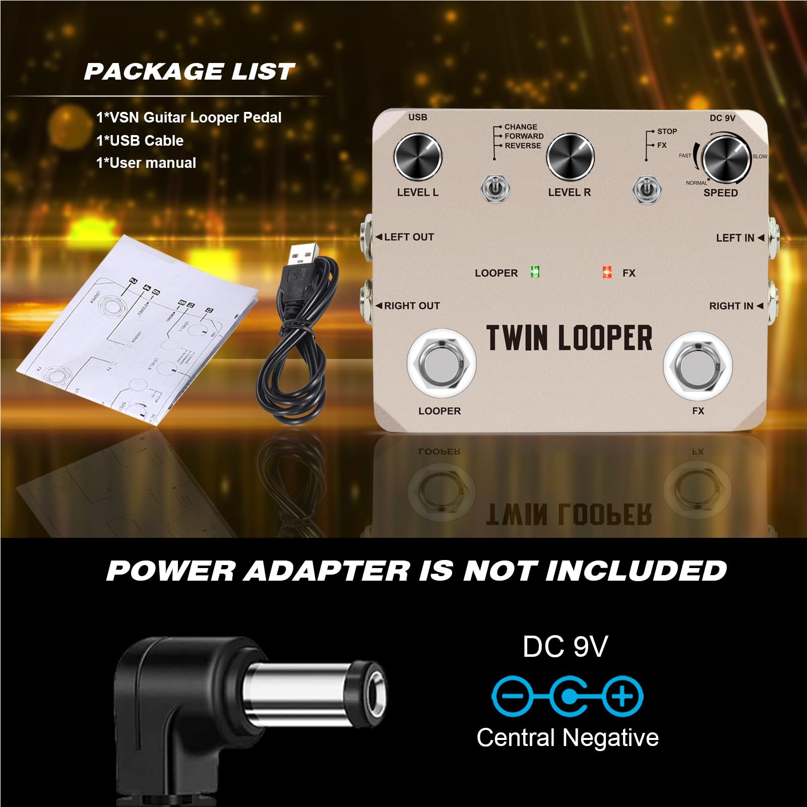 Rowin Guitar Looper Pedal Professional 11 Typów Odtwarzania 10 Minut Nagrywania 24-bitowe Próbkowanie Gitara ze Stopu Cynku Loop Station Pedał Efektów do Występów na Gitarze