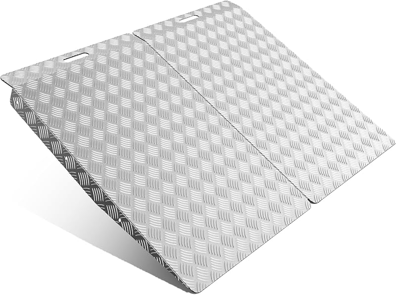 Gardhom 2 rampas de cobertizo de aluminio de 33 x 48 pulgadas para cortadora de césped | Capacidad de 1500 libras/par, superficie antideslizante, para cortadora de césped, quitanieves, motocicleta, para garajes, graneros, sin óxido, uso en todo tipo de clima.