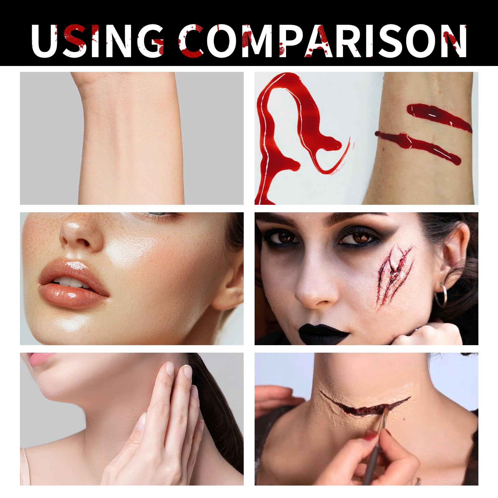 Condition photo showing New/Like New for Halloween Fake Blood Set – 3PCS Realistic Blood Gel, Spray & Drip Liquid – 160ml Costume Makeup Kit for Zombie, Vampire, SFX & Horror Looks (1 set)