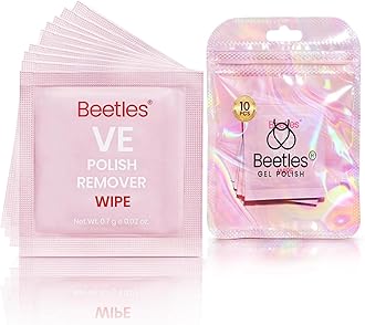 Beetles Nail Polish Remover Pads - Nail Scrubbers (10 Count) 2-in-1 Prep & Lacquer Remover Nail Wipes - Travel-Friendly Fingernail Polish Remover with vitamin E