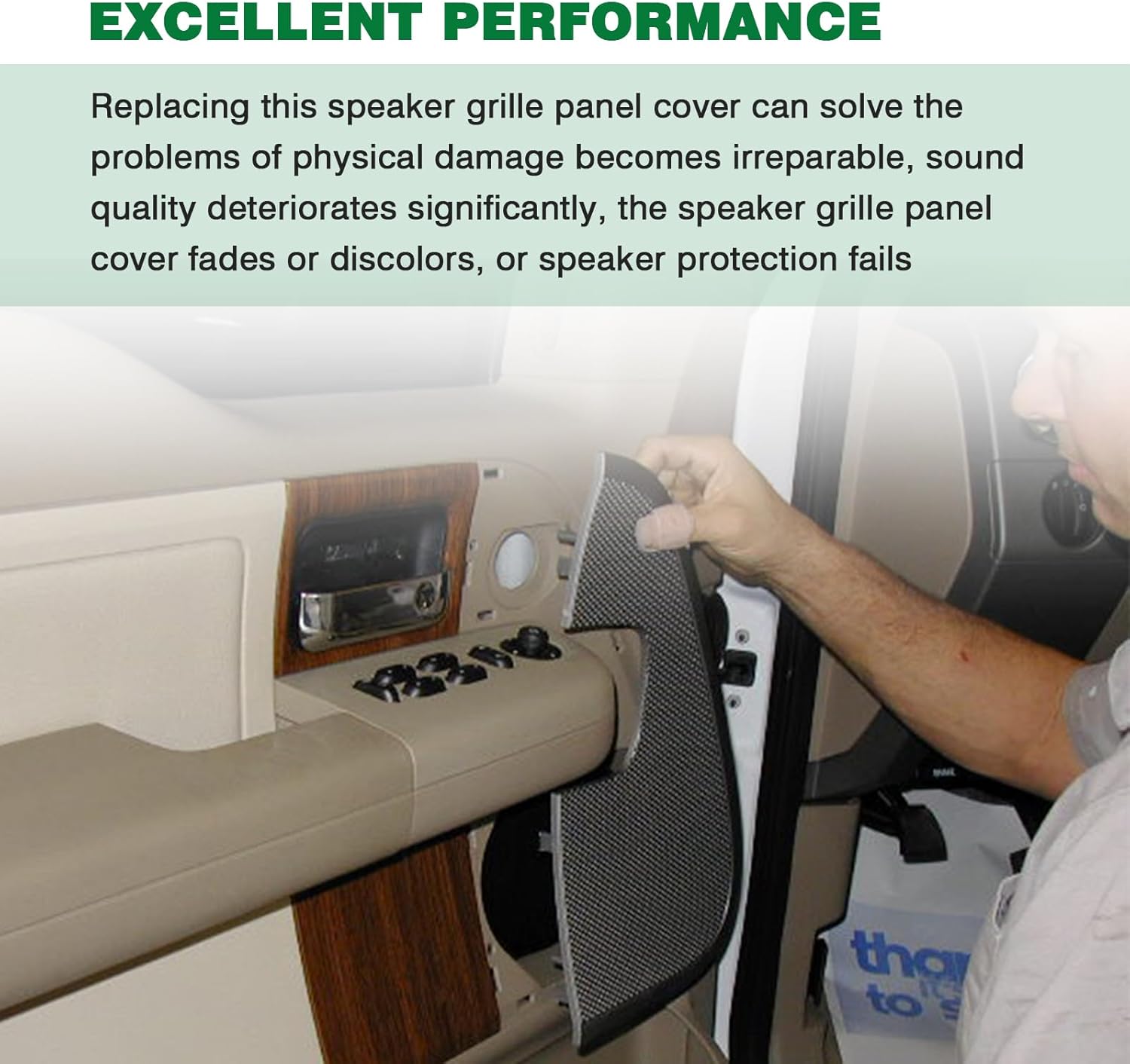 Front Right Passenger Side Door Speaker Grille Panel Cover Flint Gray Compatible with Ford F150 2004 2005 2006 2007 2008, Replace For 5L3Z-18978-BAA 5L3Z18978BAA