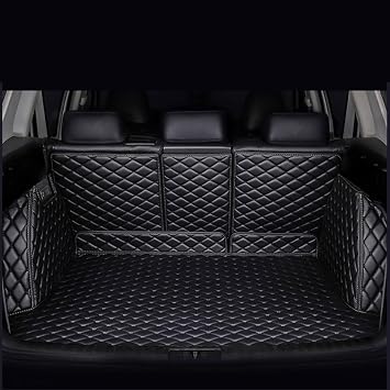 Car Full Coverage Cargo Liners for Toyota Prado 7seats 2018-2022 2023 2024, Leather Boot Mats Waterproof Anti-Scratch Car Boot Protector Accessories,Black