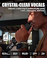 Vista 2 de Micrófonos inalámbricos, micrófono de karaoke profesional, sistema UHF de doble micrófono con rango de 260 pies, micrófono portátil de metal