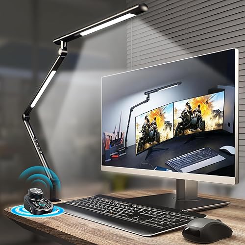 Lámpara de escritorio LED con luz lateral de abrazadera