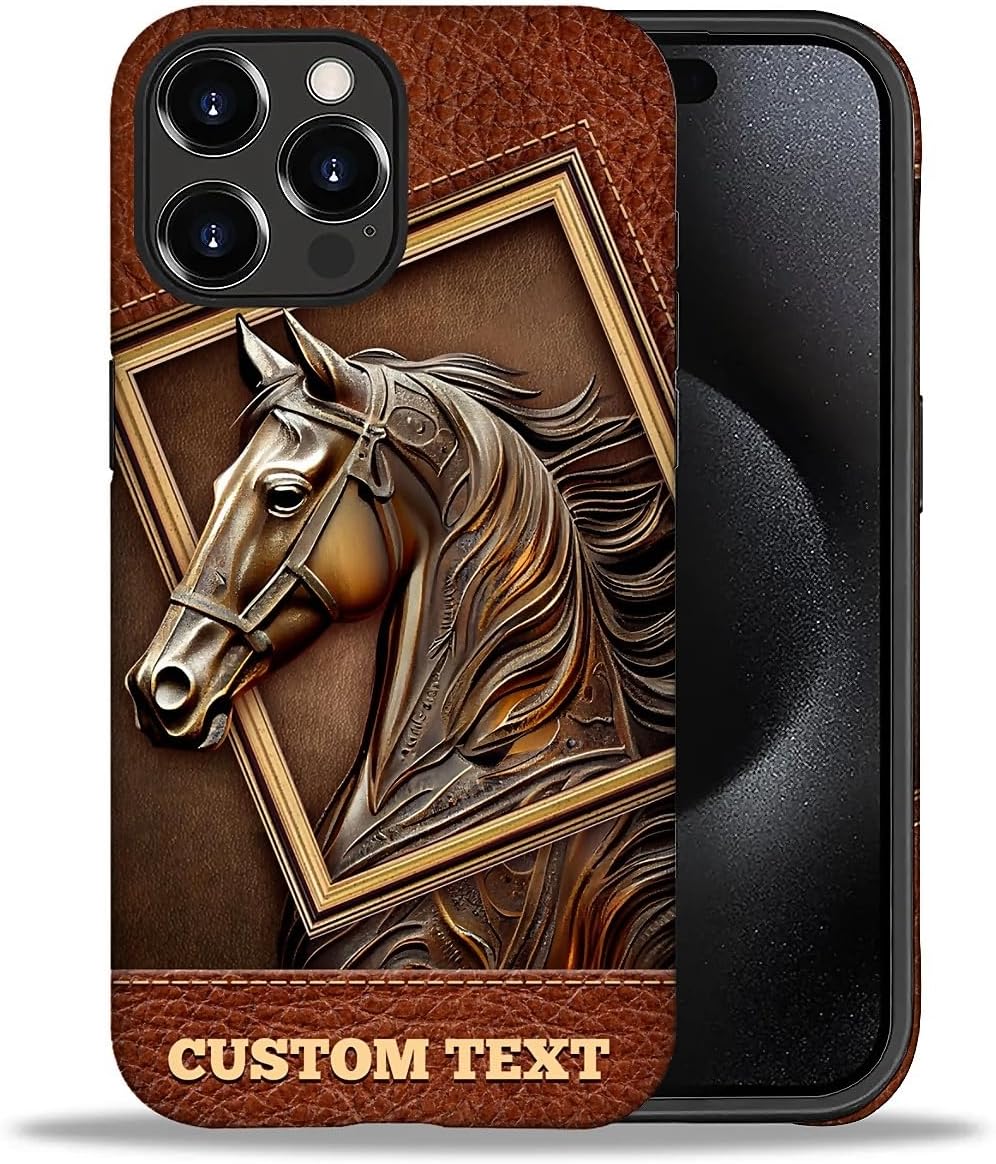 DAIZAG Customized Photo Personalized Phone Case(2IN1),Horse Mixed 2 Layer Phone Case for iPhone 17 Air 16 15 14 Plus 13 12 11 Pro Max