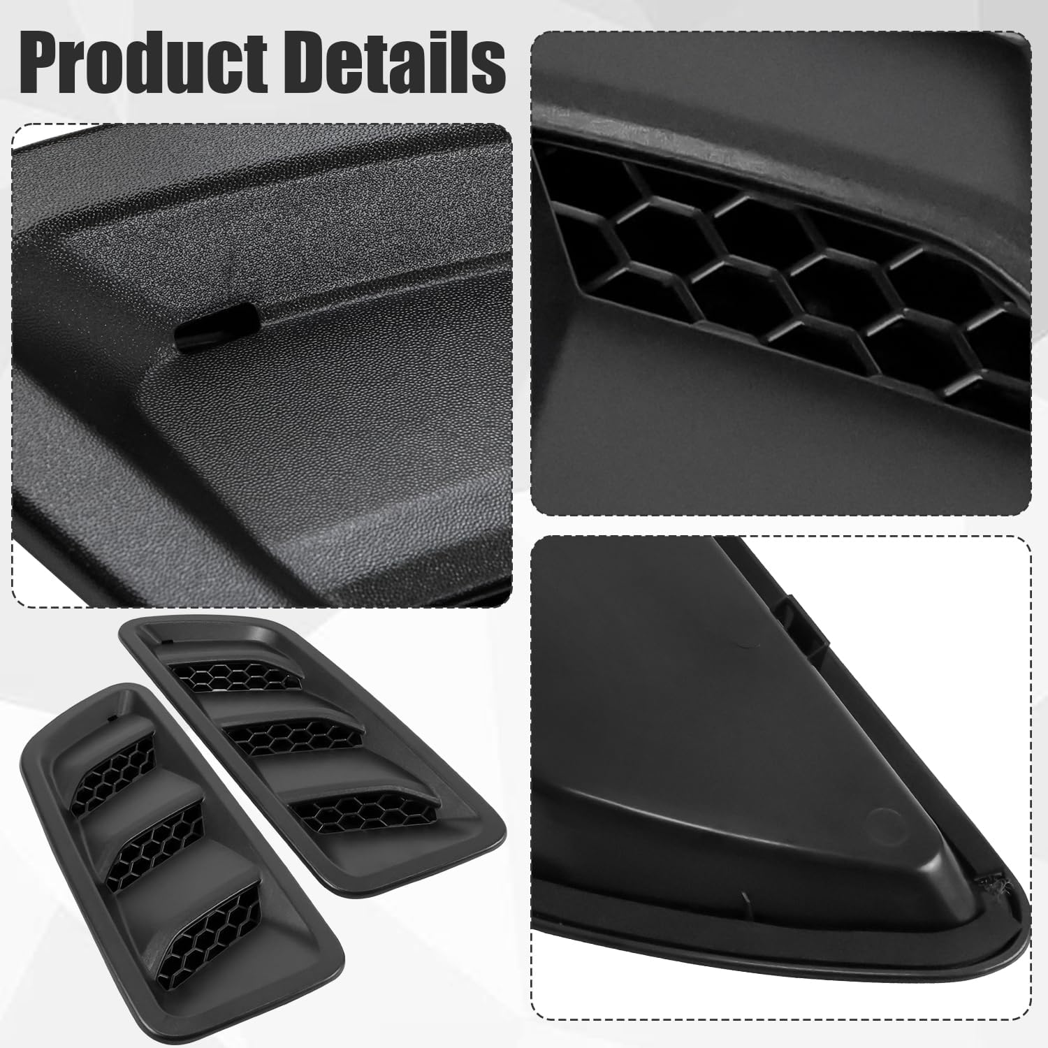 68293749AB 1 Pair Driver and Passenger Side Hood Vent Bezel Compatible with Jeep Wrangler 2018-2024 Gladiator 2020-2024 Hood Vent Grille Replaces 68293748AF 68293749AF 68293748AB 68293749AA 68293749AC