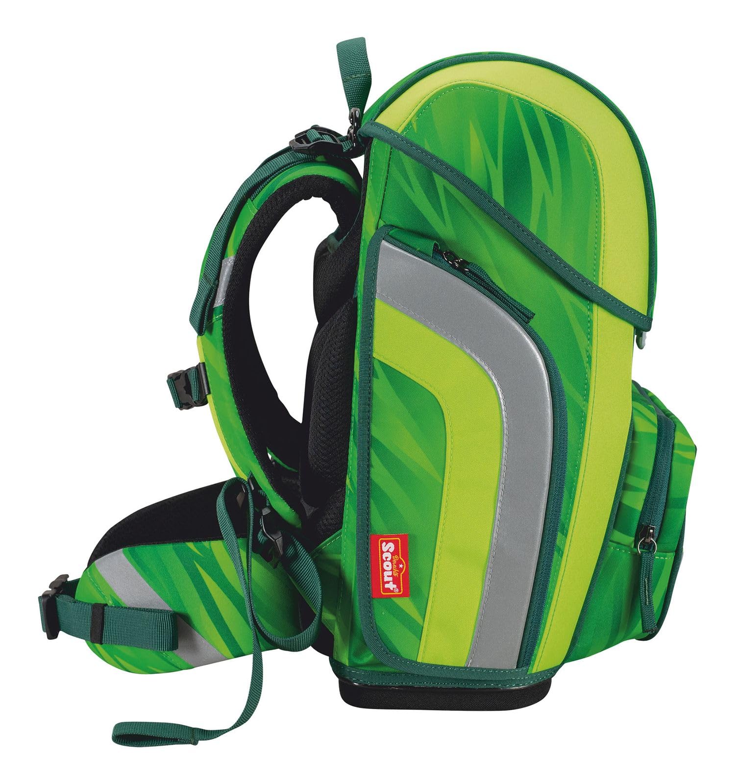 SCOUT Schulranzen Basic Genius Set 4-teilig Dino Rex grün