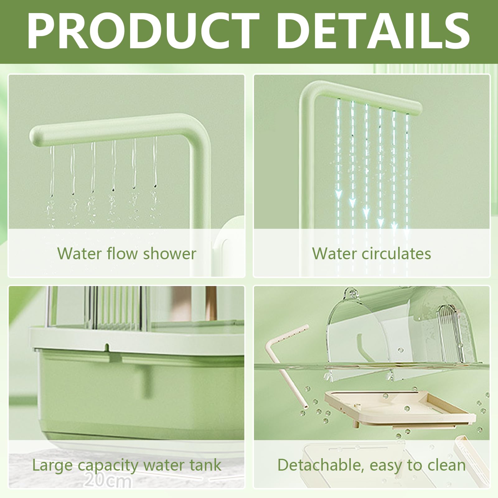Baignoire pour Oiseaux, Bain d'oiseau Suspendu Cube Bain d'oiseau Automatique Baignoire boîte de Bain Bol Cage Accessoires pour Petits Oiseaux Canaris Perruches