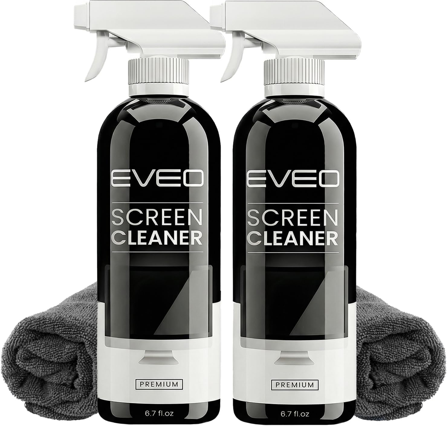 Screen Cleaner Spray Kit (Streak-Free) TV Screen Cleaner for Smart TV, LCD, LED, OLED | Computer Screen Cleaner Spray and Wipe Microfiber Cloth - TV, Monitor, Laptop, iPad, Car - 6.7oz 2 Pack