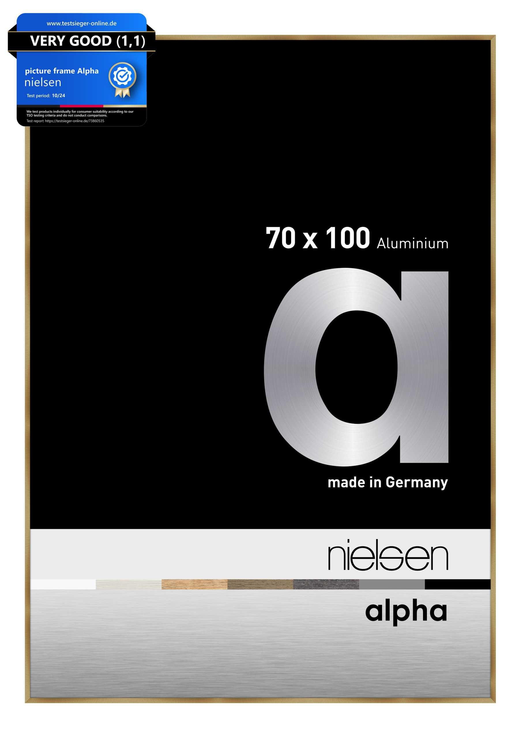 Nielsen Brushed Amber Alpha Aluminium Picture Frame - 70X100cm - With Float Glass And Easy Push-Turn Clips - For Photos And Art