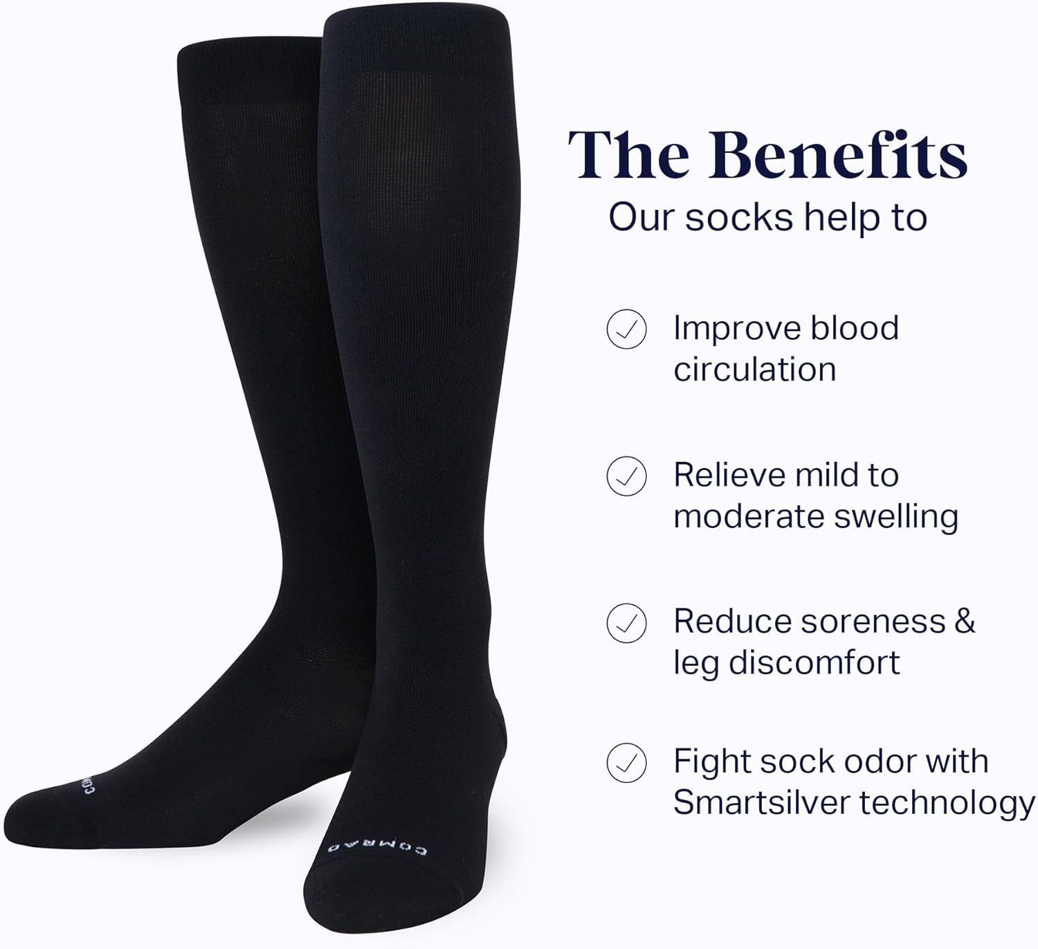 Comrad Nylon Knee High Socks - 15-20mmHg Graduated Compression Socks - Soft & Breathable Support Unisex Socks - Image 6